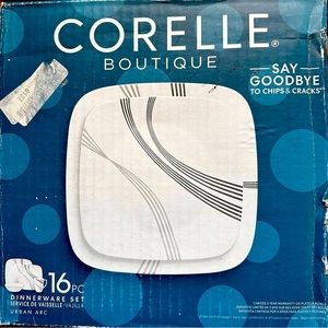 Corelle Boutique Square Urban Arc 16-Piece Dinnerware Set, Service for 4